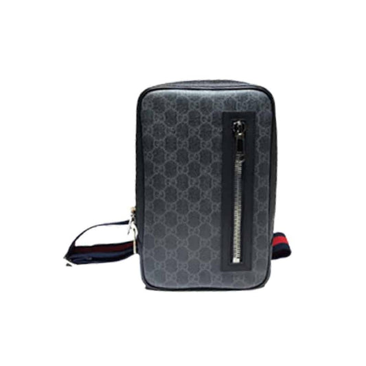 GUCCI ALL OVER PRINT MESSENGER BAG BLACK