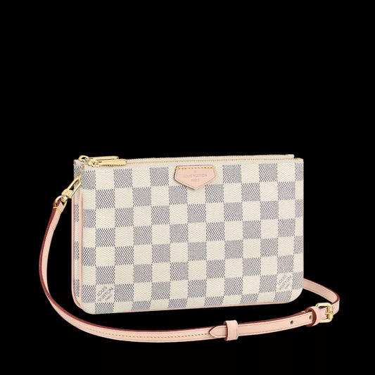 LOUIS VUITTON 7.9 X 4.9 X 1.2 INCH DOUBLE ZIP POCHETTE LV HAND BAGS