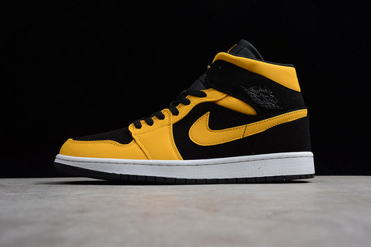 AIR JORDAN 1 MID "BLACK UNIVERSITY GOLD"