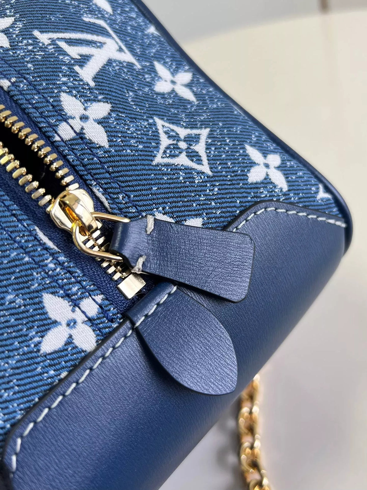 LOUIS VUITTON 16*16*16CM TOP ORIGINAL DENIM BLUE DICE BAG SQUARE HANDBAG