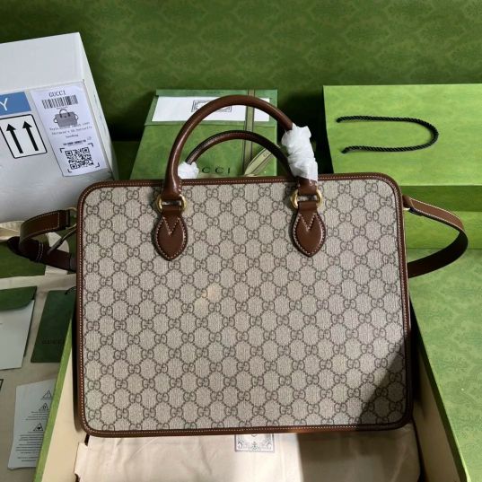 LOUIS VUITTON 31*28*7CM 674140 40*30*6CM BRIEFCASE, SUPREME CANVAS + BROWN LEATHER