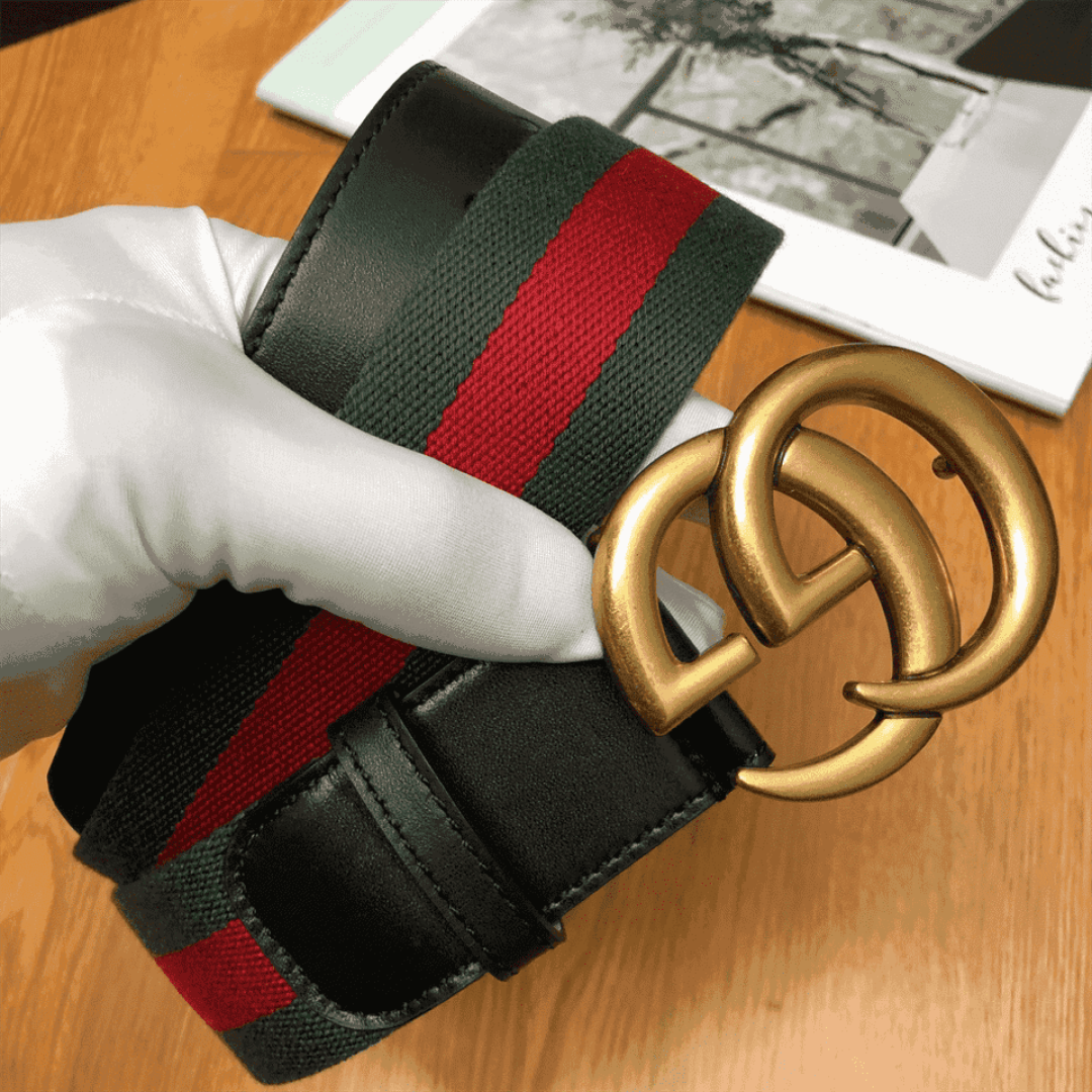 GUCCI GG BELT CUIR GREEN/RED LEATHER NE.RO