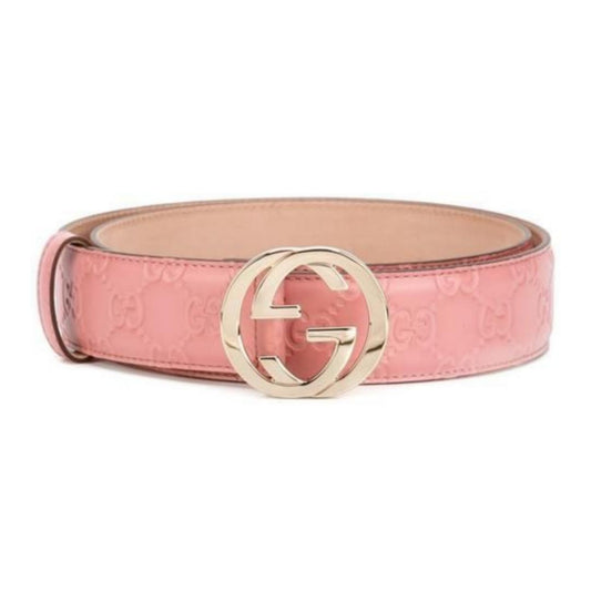 GUCCI INTERLOCKING G-BUCKLE LEATHER BELT