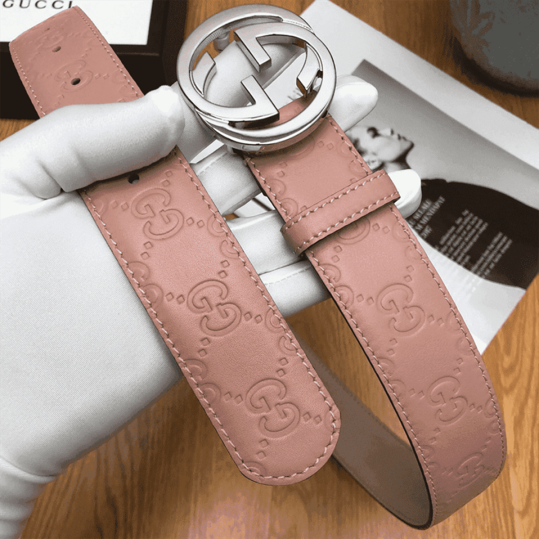 GUCCI INTERLOCKING G-BUCKLE LEATHER BELT