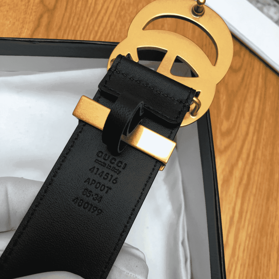 GUCCI LEATHER BELT WITH DOUBLE G