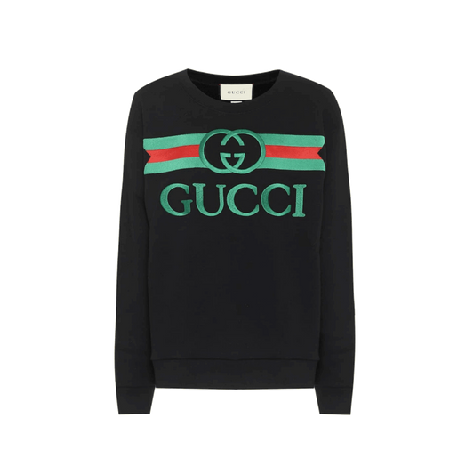 GUCCI EMBROIDERED LOGO COTTON SWEATSHIRT