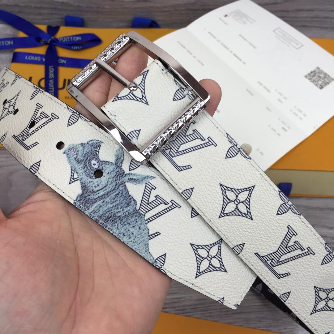 LOUIS VUITTON WHITE/BLUE MONOGRAM SA.VANE CANVAS CHAP.MAN BROTHERS RE.VERSO BELT