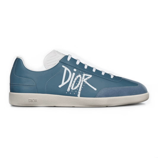 DIOR B01 SNEAKER BLUE SMOOTH CALFSKIN AND SUEDE WITH DIOR AND SHAWN SIGNATURE