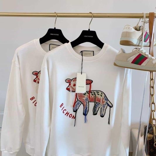 GUCCI MOHAIR SWEATER WITH FAWN INTARSIA