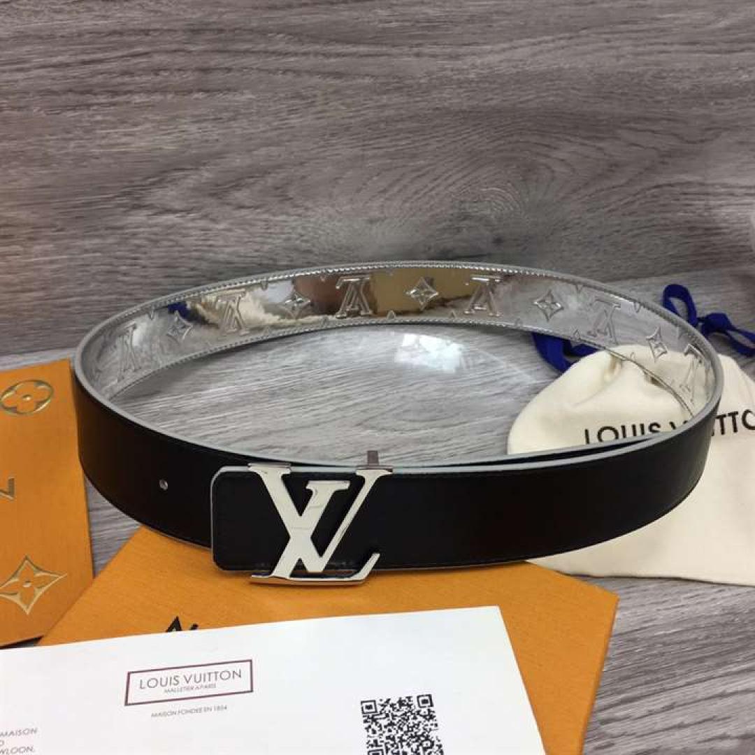 LOUIS VUITTON INITIALS LV MIRROR MIRROR 40MM REVERSIBLE BELT SILVER COLOR METALLIC MONOGRAM CANVAS RECTO SIDE