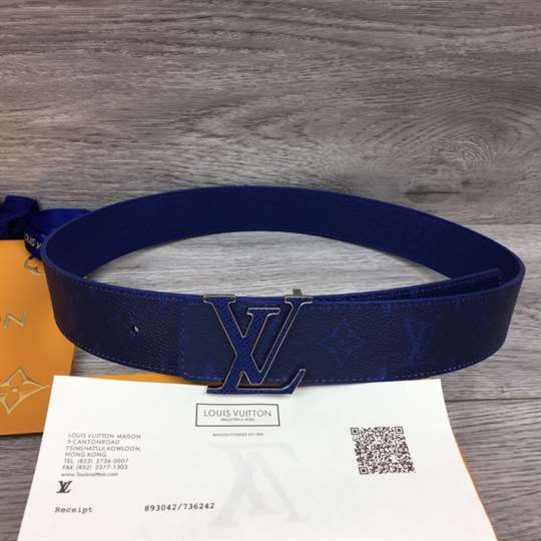 LOUIS VUITTON MEN'S INITIALES 40MM REVERSIBLE BELT BLUE