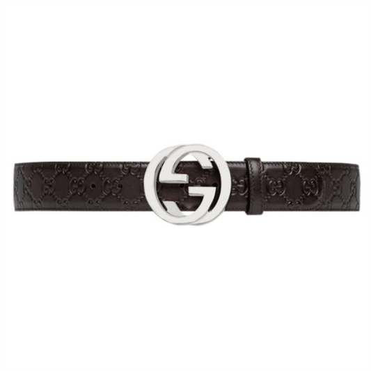 GUCCI BROWN GUCCISSIMA LEATHER INTERLOCKING GG BUCKLE BELT
