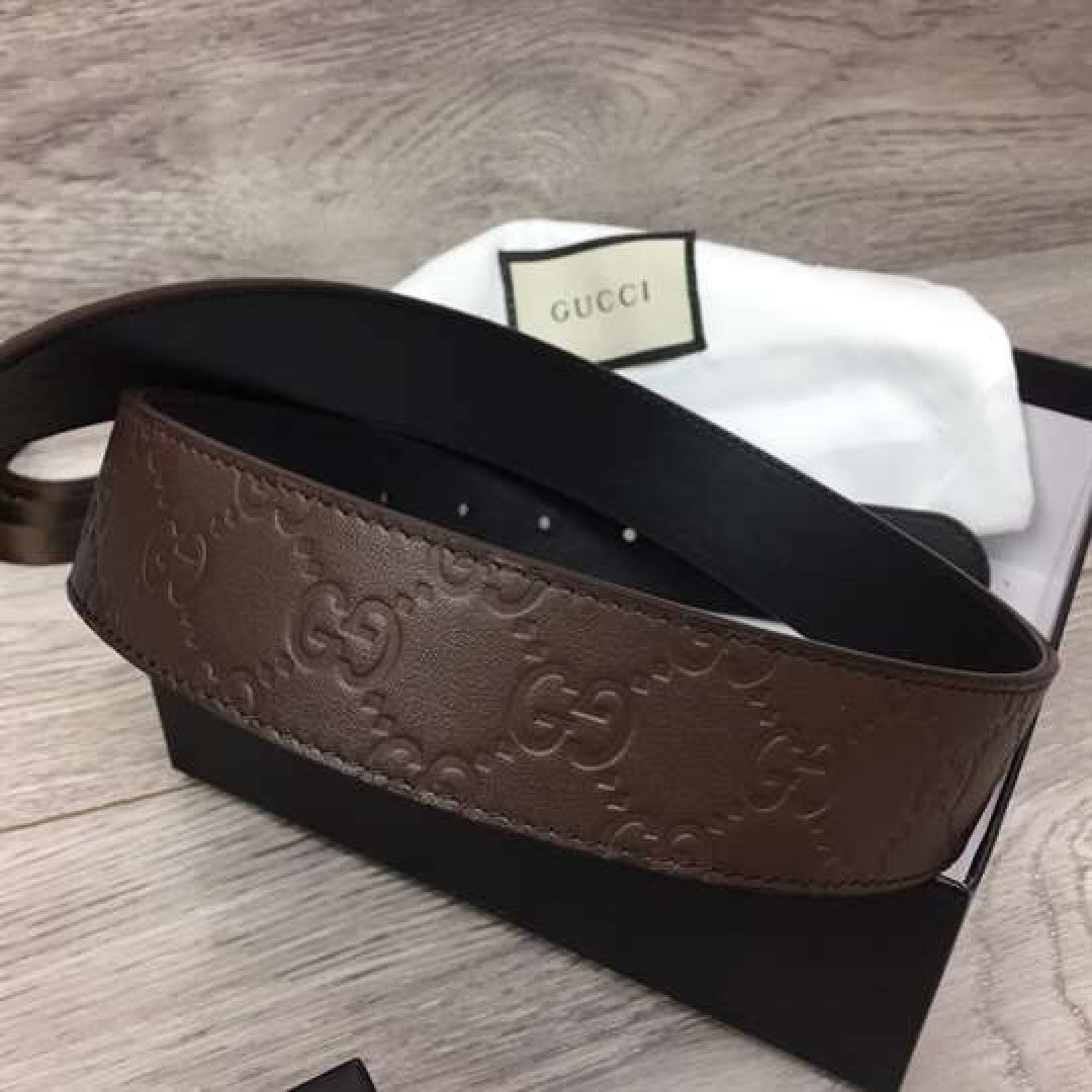 GUCCI BROWN GUCCISSIMA LEATHER INTERLOCKING GG BUCKLE BELT