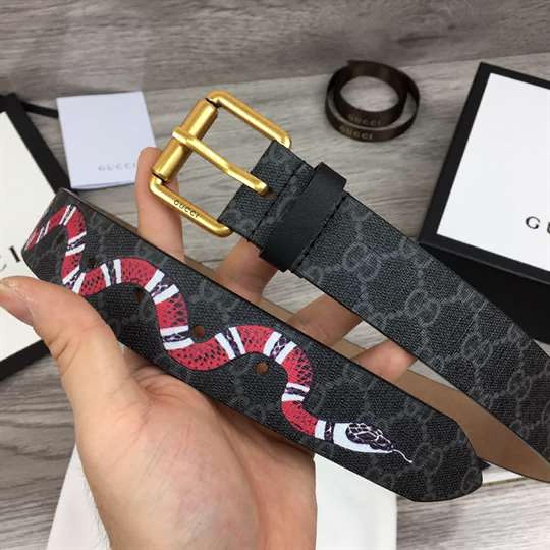 GUCCI LEATHER BELT WITH KINGSNAKE