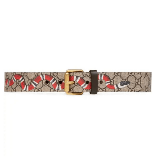 GUCCI SNAKE PRINT GG SUPREME BELT