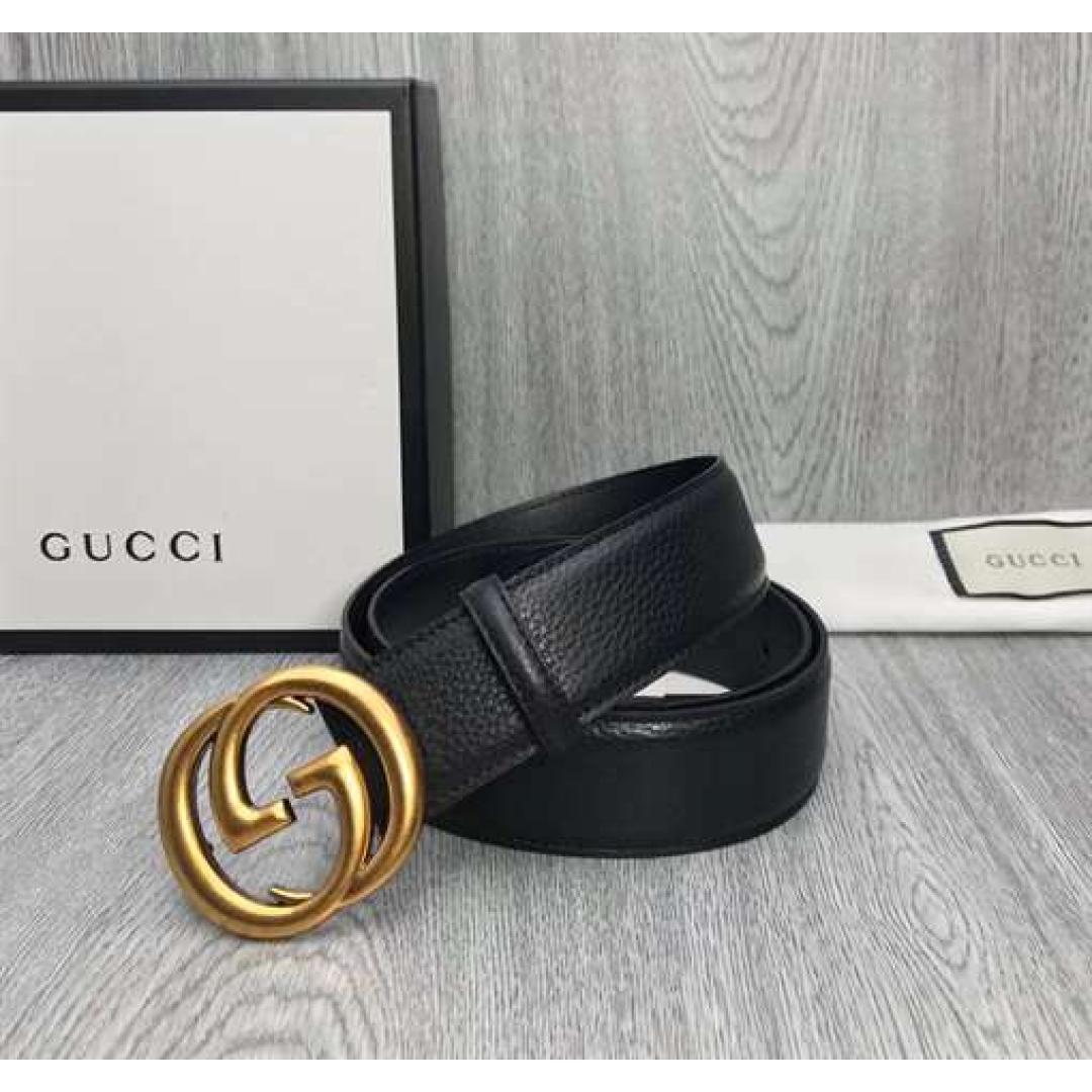 GUCCI MEN'S INTERLOCKING GG REVERSIBLE LEATHER BELT