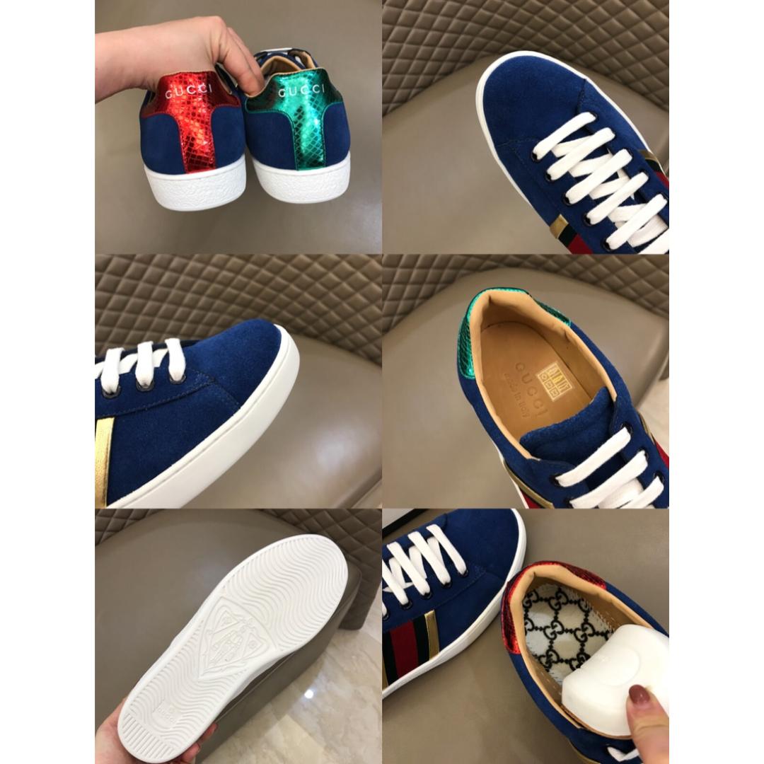 GUCCI ACE SNEAKER VELVET BLUE METALLIC STRIPE