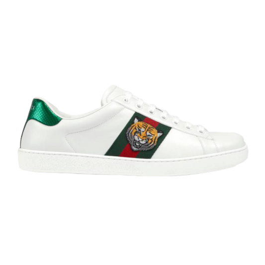 GUCCI TIGER ACE EMBROIDERED SNEAKER WHITE