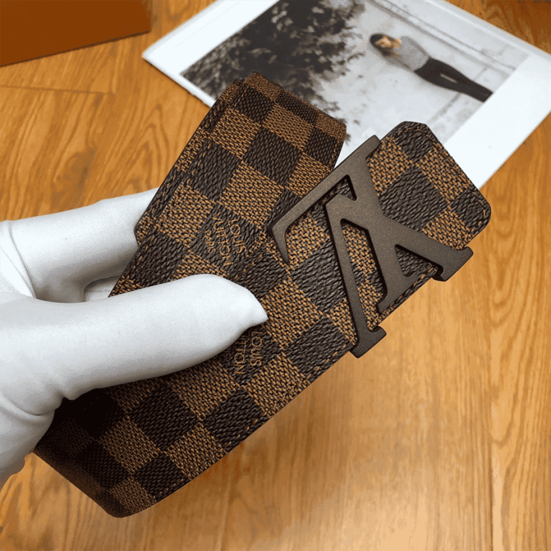 LOUIS VUITTON DAMIER EBENE LV INITIALES BELT