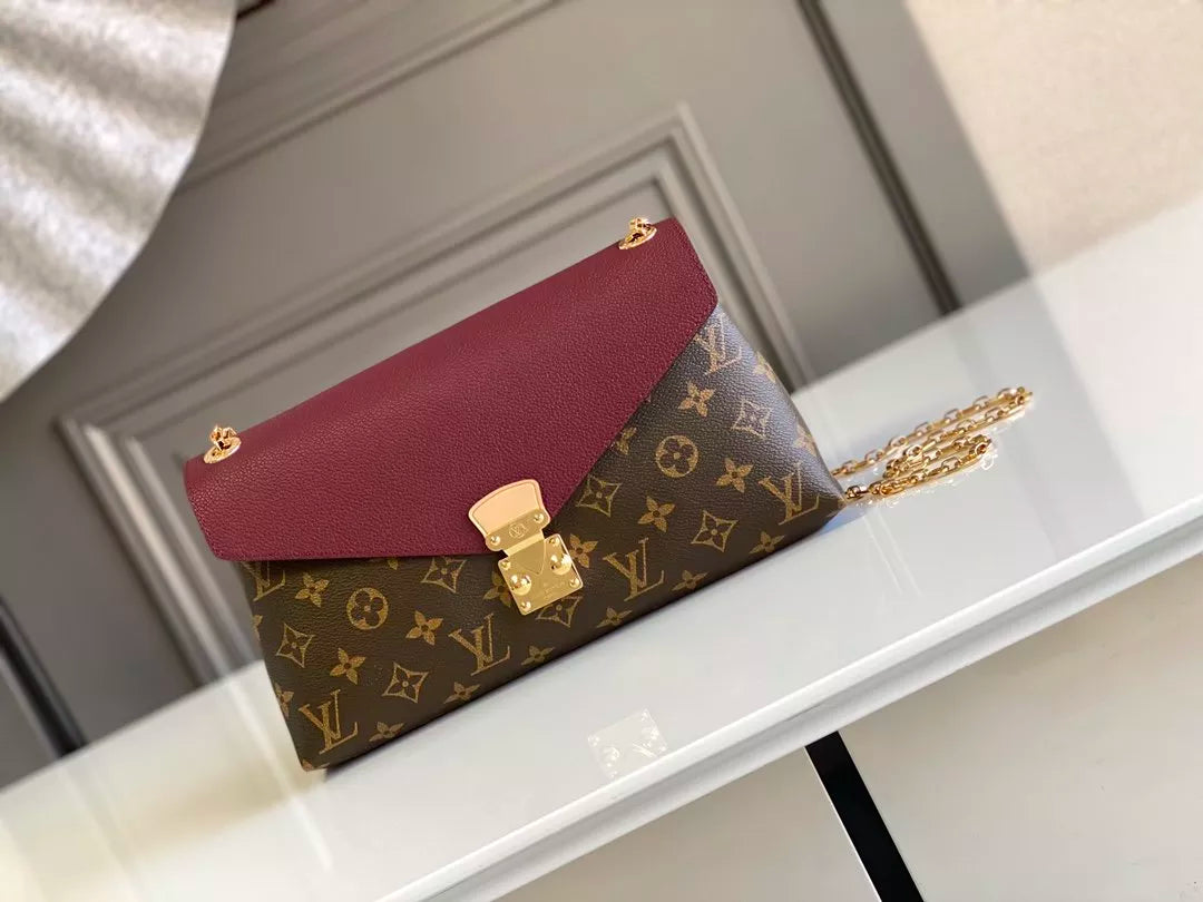 LOUIS VUITTON 26*17*6CM CHAIN HANDBAG, MONOGRAM CANVAS + CALF LEATHER