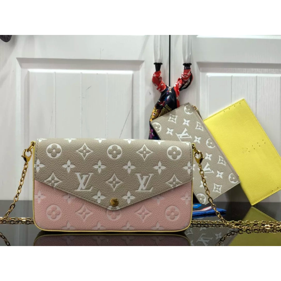LOUIS VUITTON 21*12*3CM SPRING IN THE CITY CAPSULE SERIES, POCHETTE FELICIE CHAIN BAG, EMBOSSING