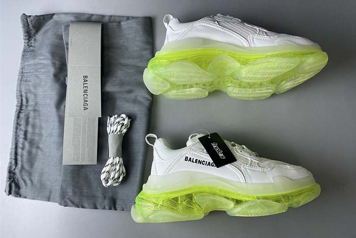 BALENCIAGA TRIPLE S TRAINERS CLEAR SOLE LIGHT GREEN