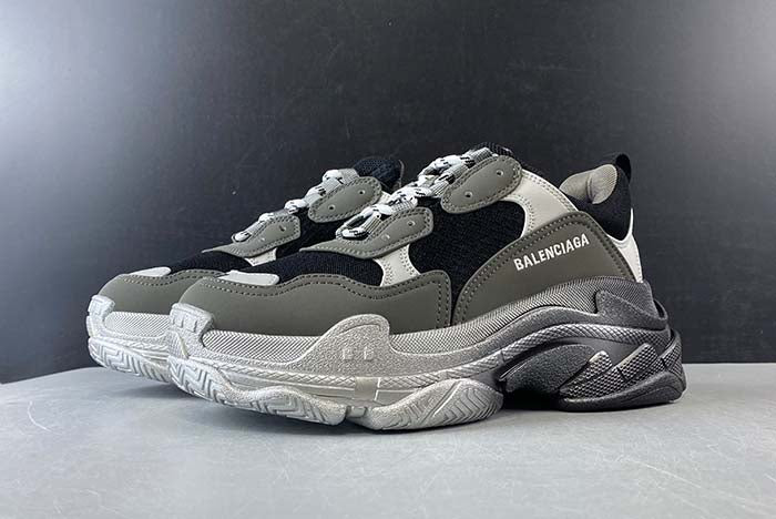 BALENCIAGA TRIPLE S TRAINERS CLEAR SOLE BLACK GREY