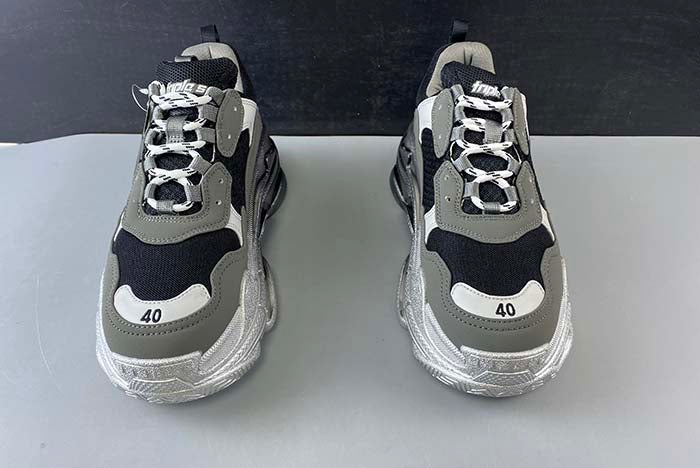 BALENCIAGA TRIPLE S TRAINERS CLEAR SOLE BLACK GREY