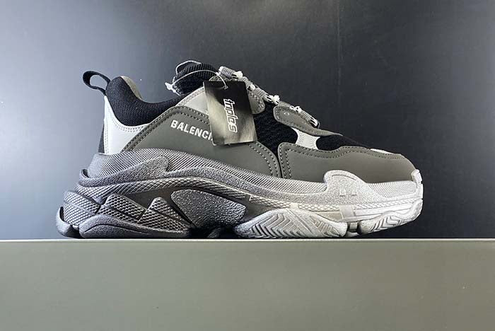 BALENCIAGA TRIPLE S TRAINERS CLEAR SOLE BLACK GREY