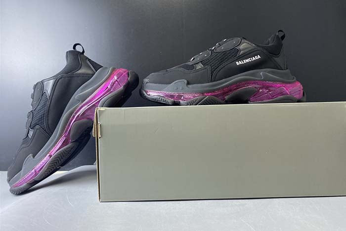 BALENCIAGA TRIPLE S TRAINERS CLEAR SOLE BLACK