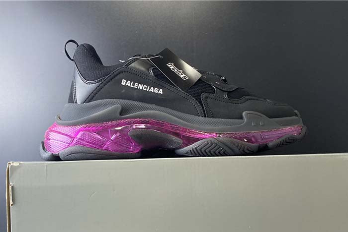 BALENCIAGA TRIPLE S TRAINERS CLEAR SOLE BLACK