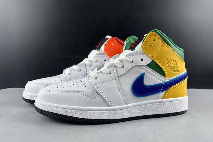 AIR JORDAN 1 MID "WHITE COURT PURPLE TEAL" (GS)