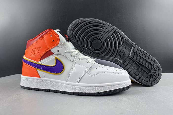 AIR JORDAN 1 MID "WHITE COURT PURPLE TEAL" (GS)