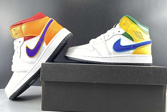 AIR JORDAN 1 MID "WHITE COURT PURPLE TEAL" (GS)