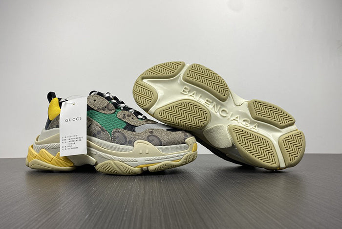 BALENCIAGA X GUCCI MAX GG SUPREME MONOGRAM TRIPLE S BLUE YELLOW (WMNS)