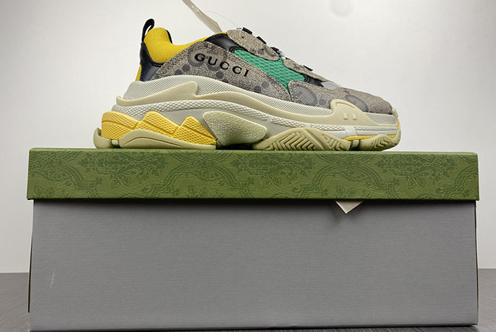 BALENCIAGA X GUCCI MAX GG SUPREME MONOGRAM TRIPLE S BLUE YELLOW (WMNS)