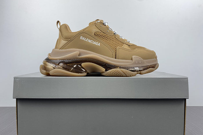 BALENCIAGA TRIPLE S CLEAR SOLE BROWN