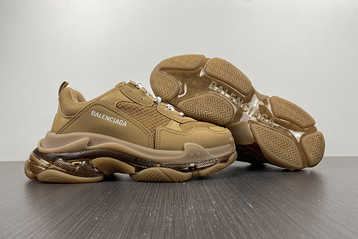 BALENCIAGA TRIPLE S CLEAR SOLE BROWN