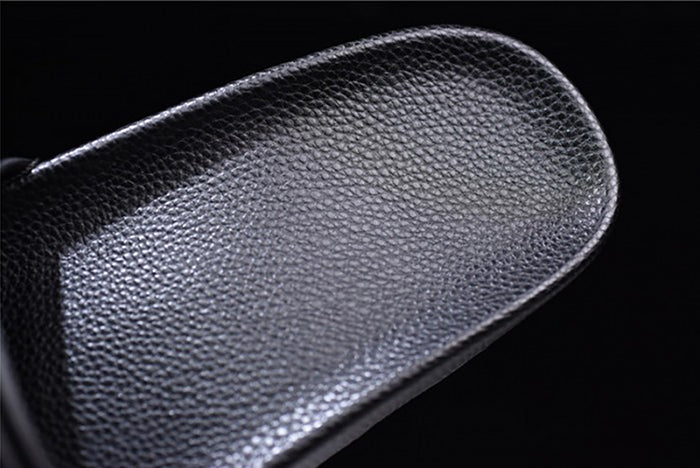 BALENCIAGA LOGO LEATHER SLIP-ON SANDALS