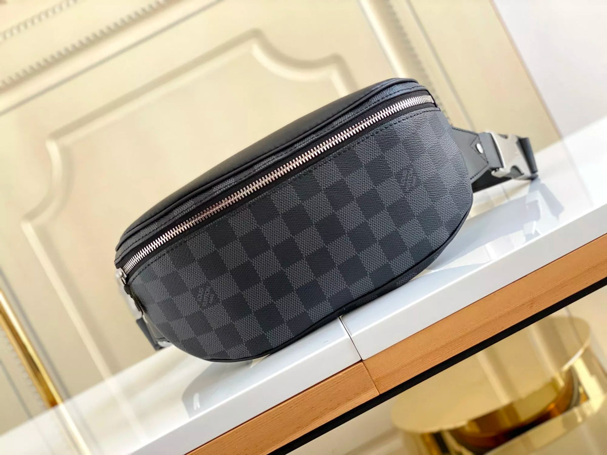 LOUIS VUITTON 26*13*7CM CAMPUS WAIST BAG, DAMIER GRAPHITE COATED CANVAS / DAMIER INFINI CHECKERBOARD LEATHER