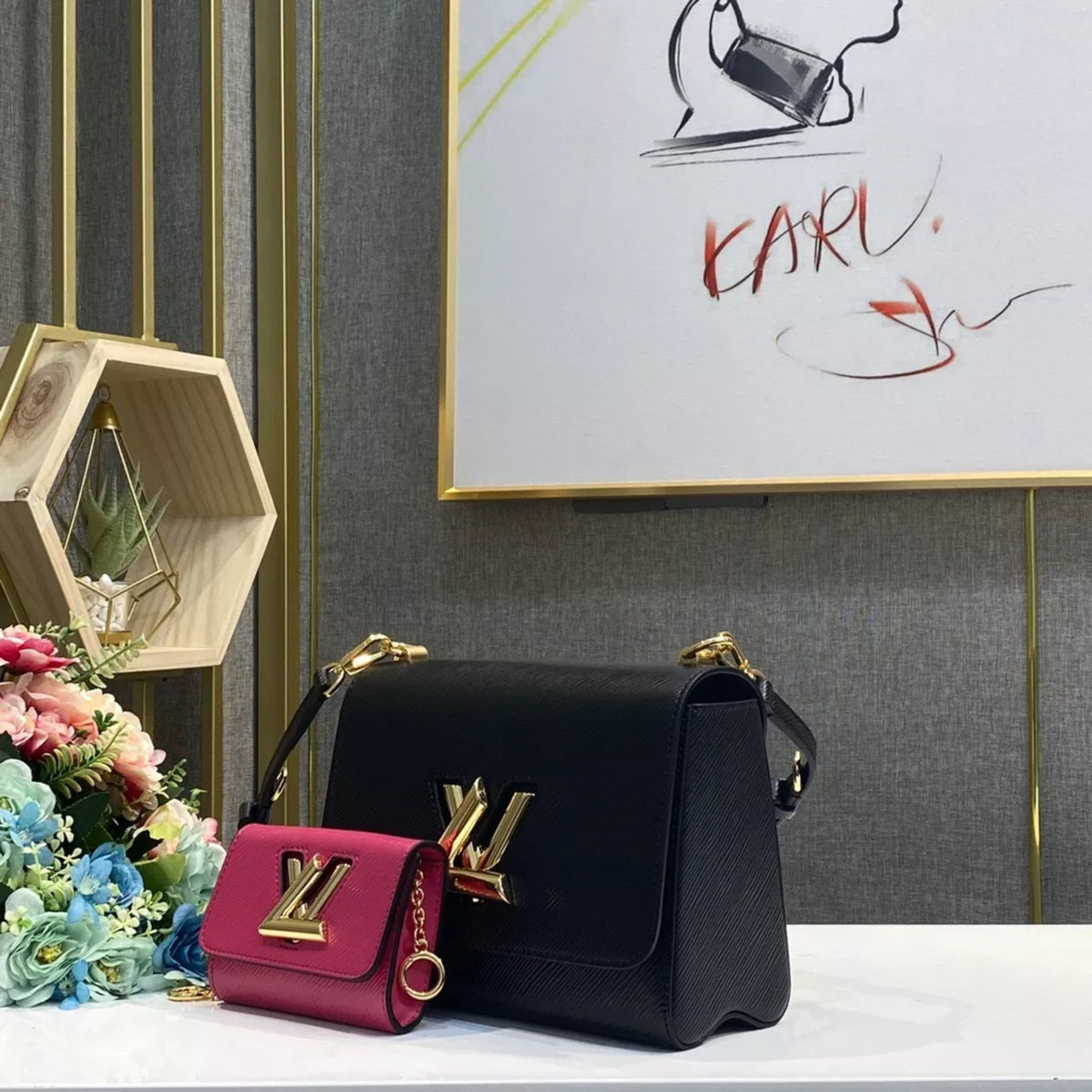 LOUIS VUITTON 23*17*9.5CM TWIST MEDIUM HANDBAG COMBO BAG