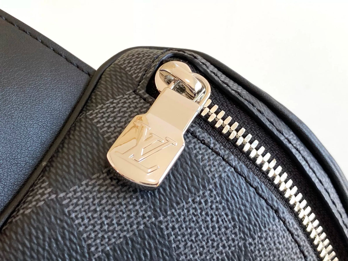 LOUIS VUITTON 26*13*7CM CAMPUS WAIST BAG, DAMIER GRAPHITE COATED CANVAS / DAMIER INFINI CHECKERBOARD LEATHER