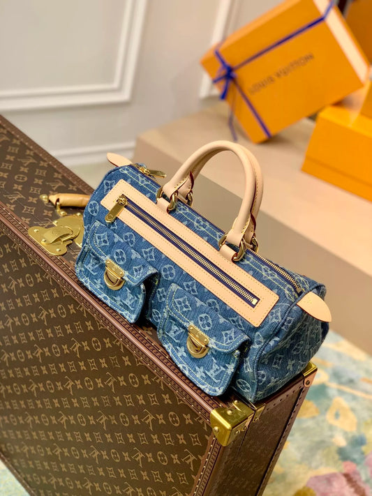 LOUIS VUITTON 30*17*15CM MEDIEVAL, DENIM HANDBAG