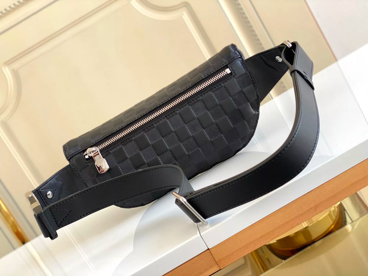 LOUIS VUITTON 26*13*7CM CAMPUS WAIST BAG, DAMIER GRAPHITE COATED CANVAS / DAMIER INFINI CHECKERBOARD LEATHER