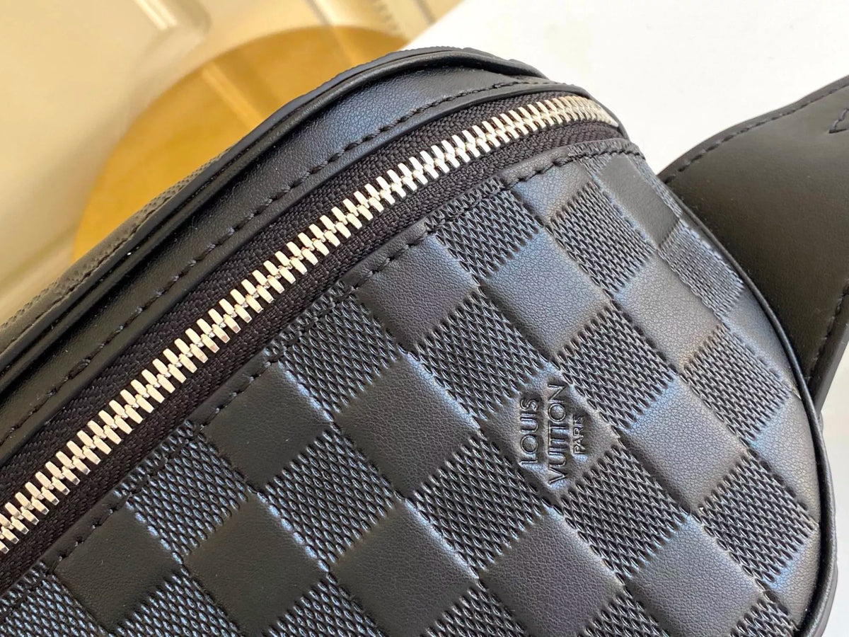 LOUIS VUITTON 26*13*7CM CAMPUS WAIST BAG, DAMIER GRAPHITE COATED CANVAS / DAMIER INFINI CHECKERBOARD LEATHER