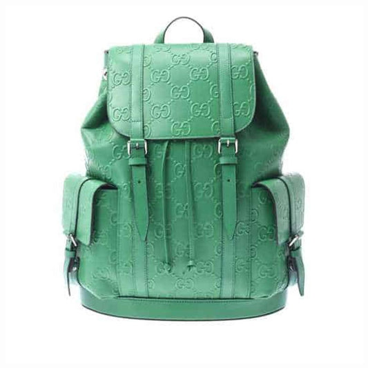 GUCCI GG EMBOSSED BACKPACK IN GREEN LEATHER
