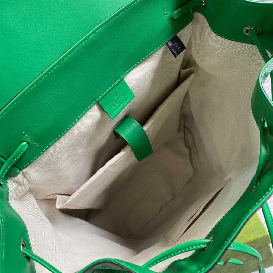 GUCCI GG EMBOSSED BACKPACK IN GREEN LEATHER