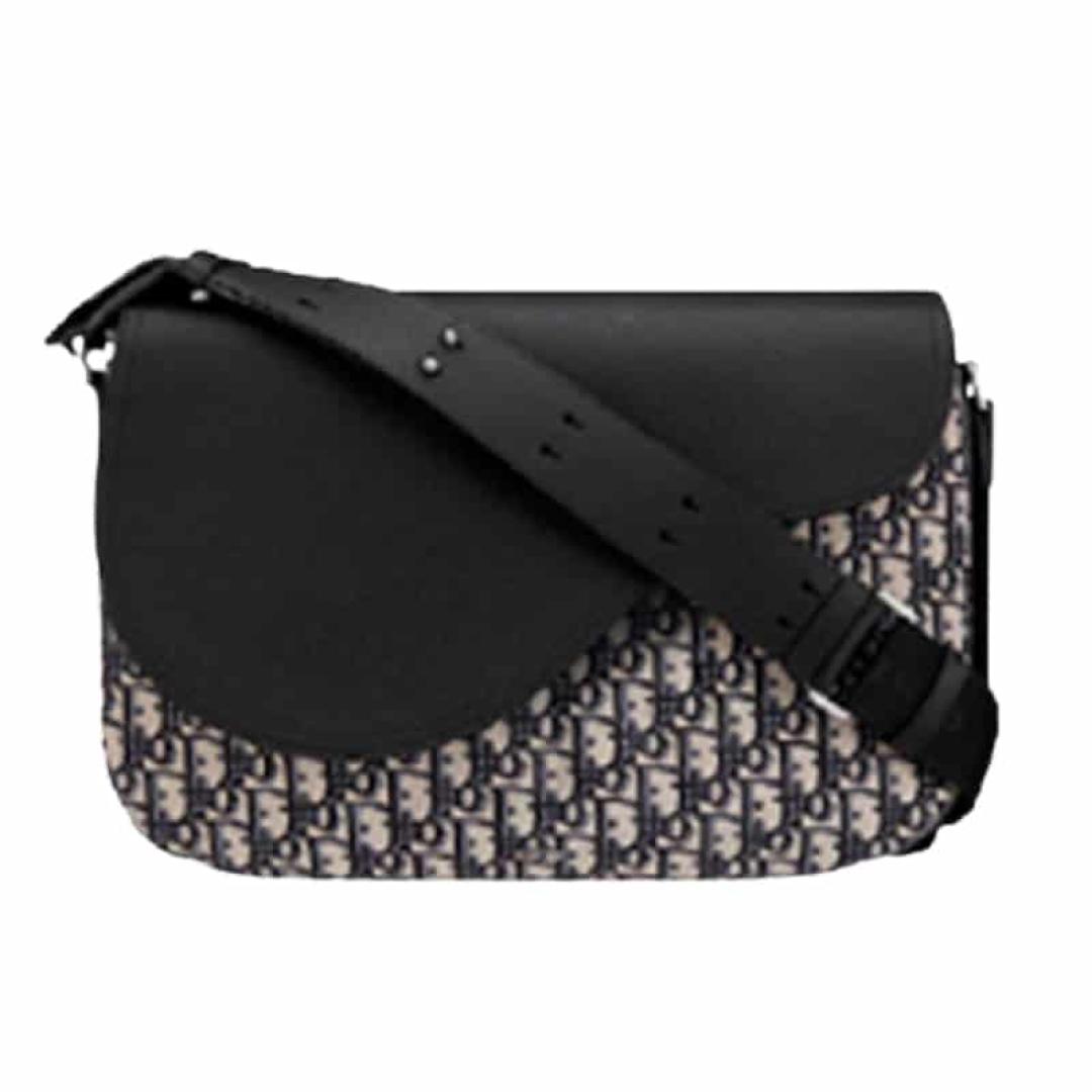 DIOR OBLIQUE JACQUARD AND BLACK GRAINED CALFSKIN BEIGE/BLACK