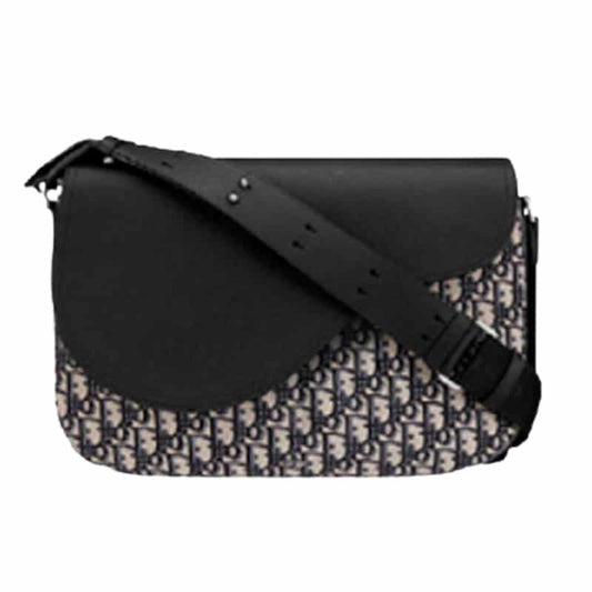 DIOR OBLIQUE JACQUARD AND BLACK GRAINED CALFSKIN BEIGE/BLACK