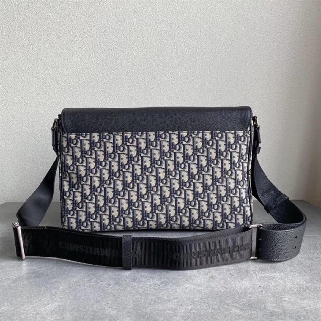 DIOR OBLIQUE JACQUARD AND BLACK GRAINED CALFSKIN BEIGE/BLACK